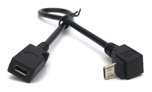 Micro USB Male Right Angle to Micro USB Female Short Cable